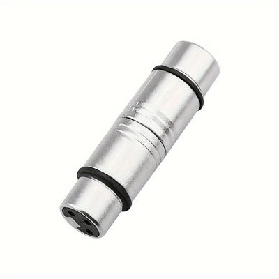 Adaptador de audio XLR hembra a hembra de metal, gris, conectores de audio profesionales para micrófonos y mezcladores.