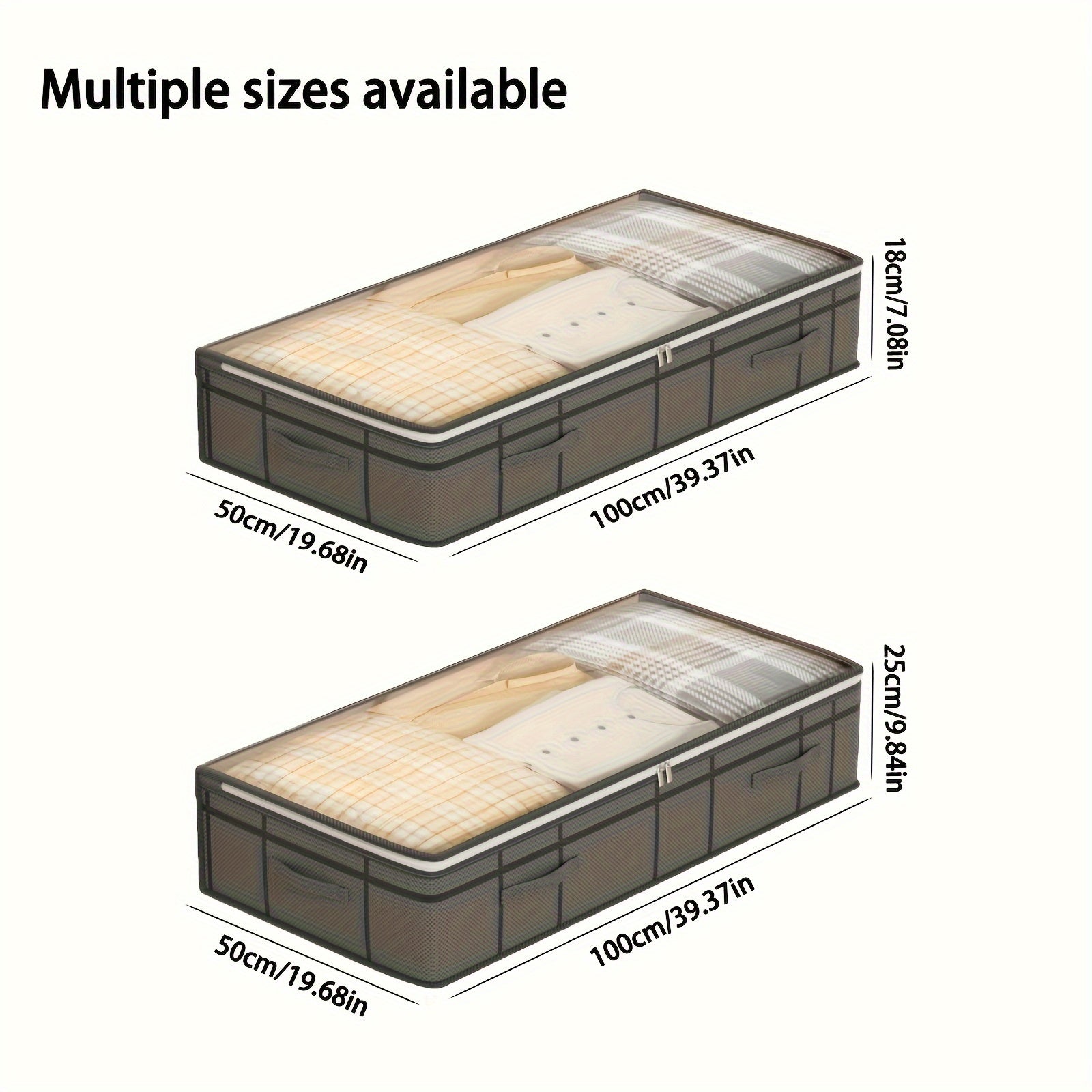 Organizador de almacenamiento debajo de la cama con tapa transparente, bolsa de almacenamiento de ropa de gran capacidad, organización doméstica simplista