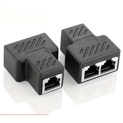 Conector divisor RJ45 de 1 pieza, adaptador extensor Ethernet 1 a 2 hembra a 2 hembra RJ45 para cable de red Ethernet