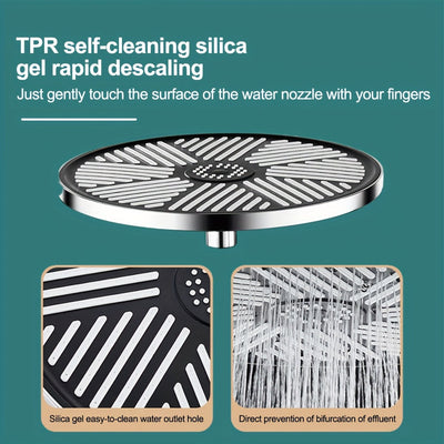 Cabezal de ducha de lluvia redondo de 10 pulgadas, alta presión de cascada con panel desmontable, fácil de limpiar, resistente a la cal, ideal para baja presión del agua, accesorio de baño de plástico con soporte colgante
