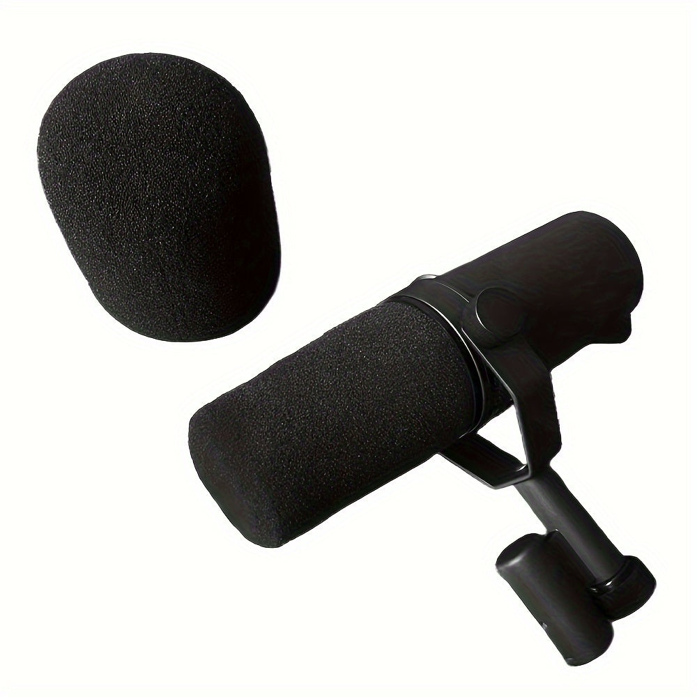 2 piezas de parabrisas de micrófono para Shure SM7B, cubierta de espuma de conector XLR, filtro antipop de reducción de ruido, accesorios de micrófono, negro, sin batería requerida para Shure SM7B