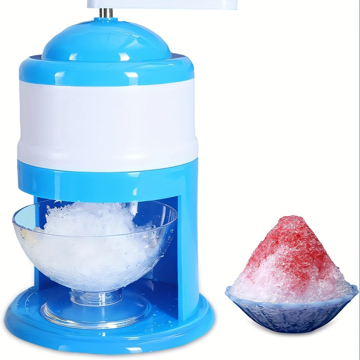 Afeitadora de Hielo Manual y Triturador de Frutas - Diseño Ahorrador de Trabajo con Manivela para Reuniones de Verano y Uso Doméstico, Material Duradero de ABS, Azul y Blanco, Plana de Hielo Portátil para Hielo Pelado Esponjoso y Frutas Trituradas