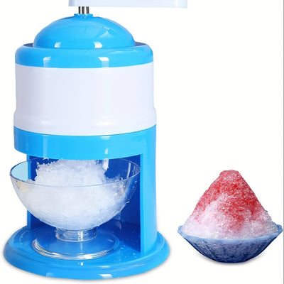 Afeitadora de Hielo Manual y Triturador de Frutas - Diseño Ahorrador de Trabajo con Manivela para Reuniones de Verano y Uso Doméstico, Material Duradero de ABS, Azul y Blanco, Plana de Hielo Portátil para Hielo Pelado Esponjoso y Frutas Trituradas