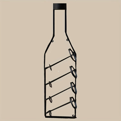 Rack de Vino Montado en la Pared de Bronce Vintage, Capacidad para 4 Botellas - Organizador Decorativo Rústico de Hierro para el Hogar o Bodega de Vinos, Elegante Decoración Temática del Vino con Detalles Dorados, Portabotellas