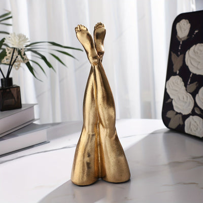Escultura Decorativa de Pie Doble Dorado para el Hogar, Artesanía en Resina para Sala de Estar, Gabinete de Vinos y Escritorio, Adorno Regalo Festivo