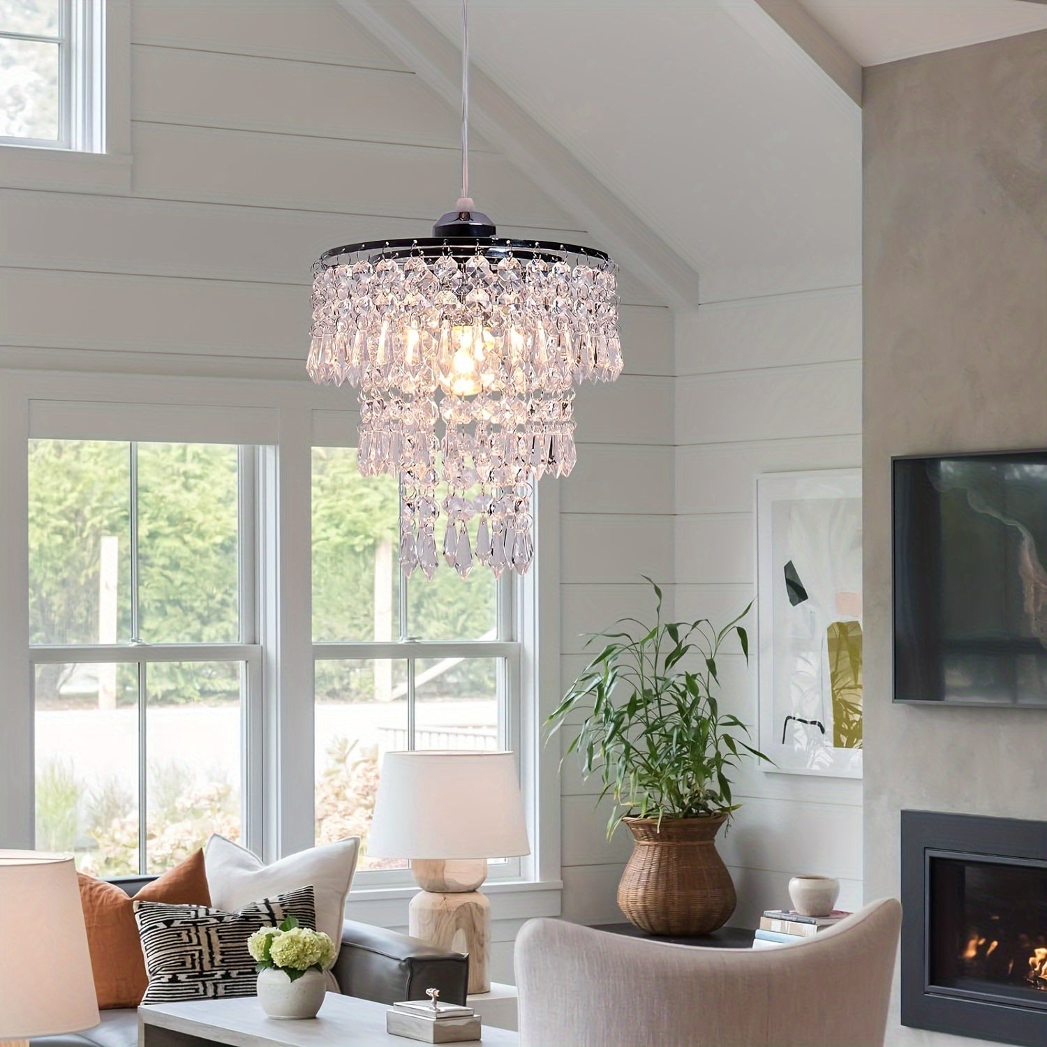 1pc Pequeña Luz Colgante De Cristal, Mini Luz De Techo De Cristal LED, Luz De Lluvia De Cristal De 3 Niveles, Accesorio De Luz Decorativa, Luz De Techo Empotrada, Luz De Cristal, Para Dormitorio Pasillo Sala De Estar Habitación De Niñas Comedor Baño (Bom