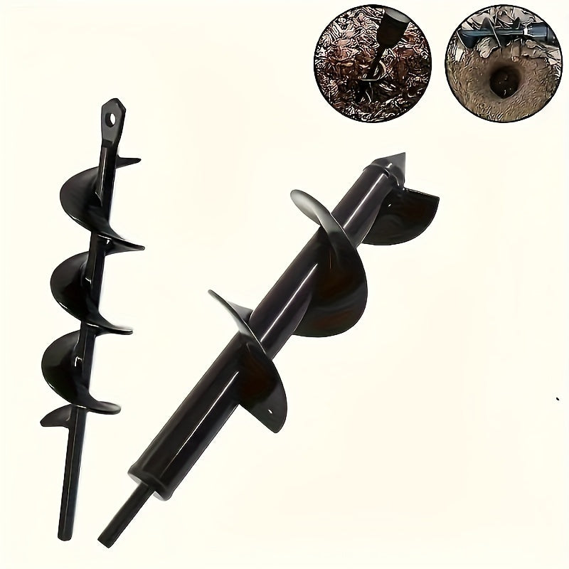 1 pieza de taladro de jardín de acero al carbono negro, taladro de tierra portátil sin enchufar para plantar, herramienta eficiente para cavar semillas y verduras, no requiere ensamblaje.