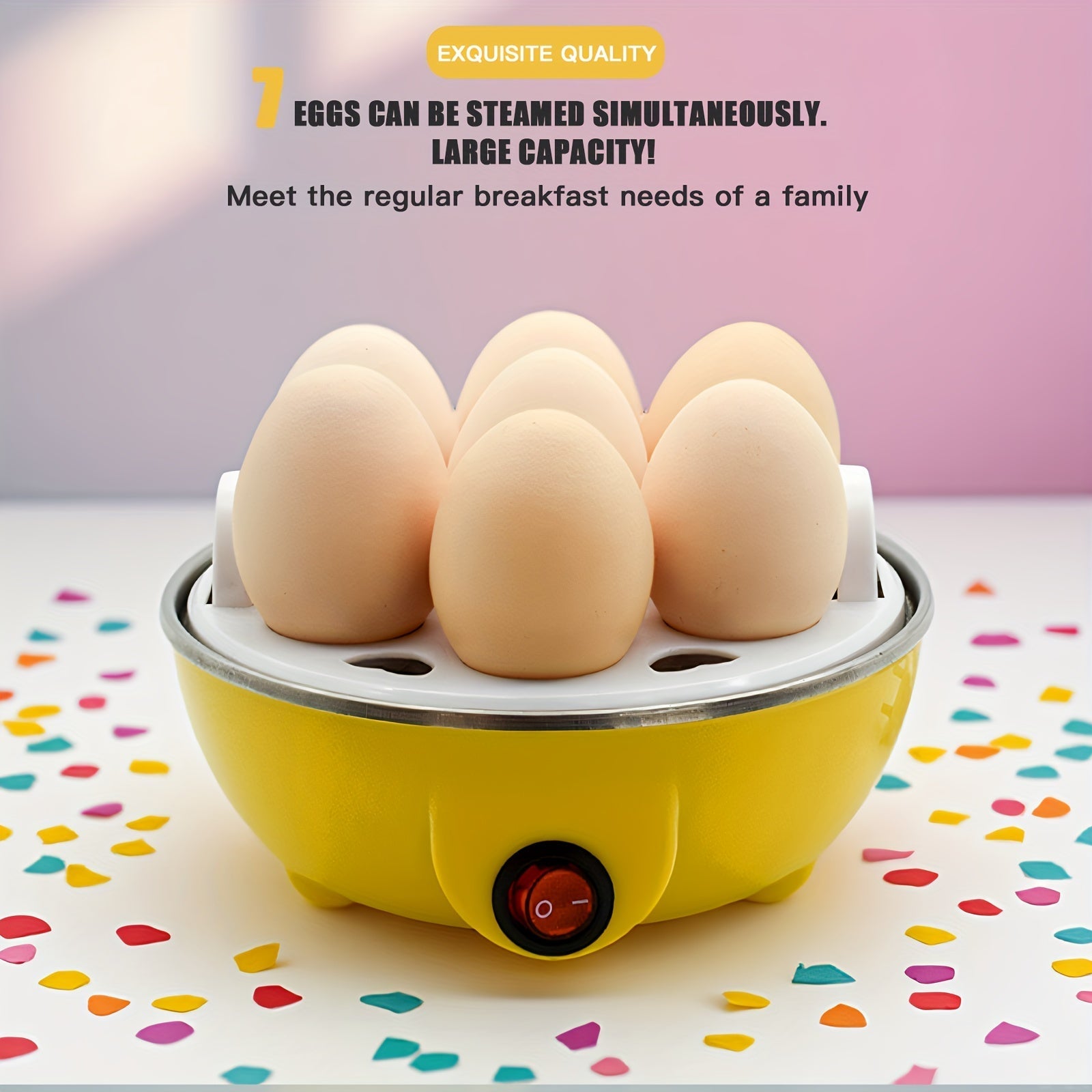 Vaporizador de huevos | Enchufe americano | Cocedor multifuncional para hogar | Monocapa | Vaporera de cocina | Siete orificios para huevos | Ideal para cocinar y vaporizar maíz en cocinas domésticas | Mini vaporera | Máquina pequeña para flan | Hallowma