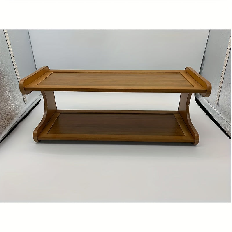 Organizador de Zapatos de 2 Niveles - Estante Estrecho y Resistente con Acabado en Madera Natural, Almacenamiento para Entrada, Sala, Dormitorio o Cocina - Fácil Montaje, Diseño Minimalista, Construcción Robusta, Acabado en Bambú, Ideal para Hogar Famili
