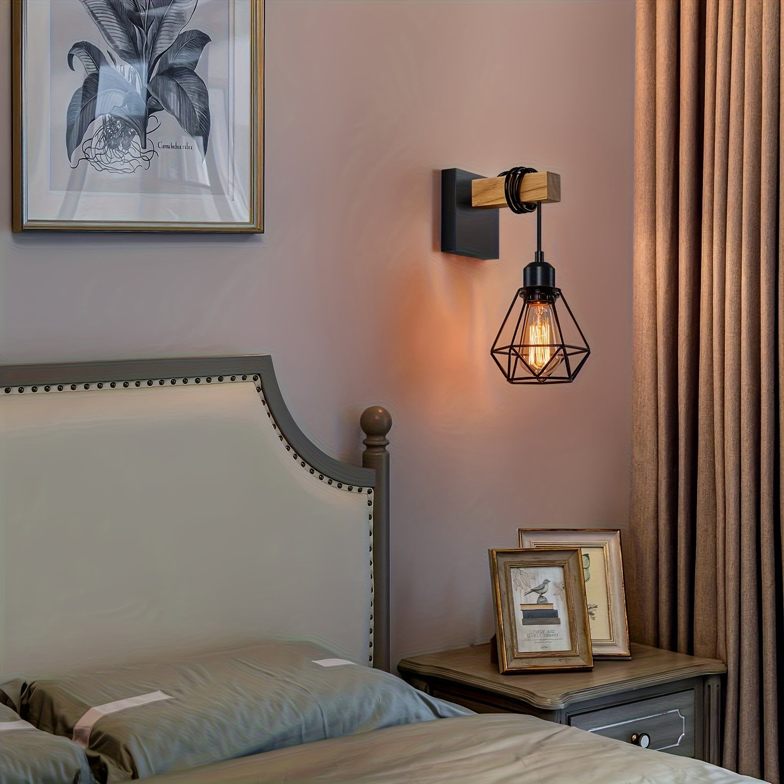 Juego de 2 luces de pared, iluminación montada en la pared de granja, lámparas de tocador negras con jaula de metal para baño, pasillo, sala de estar, espejo, dormitorio (excluyendo bombillas)
