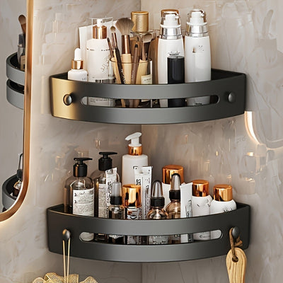 2 piezas de estantes de ducha de esquina, soporte de almacenamiento de baño, estante de ducha interior, soporte de champú de pared de ducha, caja organizadora de baño con ganchos, cesta de ducha, accesorios de baño, ganchos de utilidad