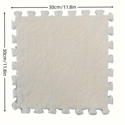 30 piezas, alfombra de felpa entrelazada, 29.97x29.97 cm, tapete para dormitorio tamaño completo, tatami cortable, uso doméstico duradero, material de poliéster y EVA, lavado a mano solamente, forma cuadrada
