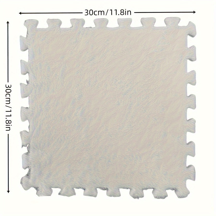 30 piezas, alfombra de felpa entrelazada, 29.97x29.97 cm, tapete para dormitorio tamaño completo, tatami cortable, uso doméstico duradero, material de poliéster y EVA, lavado a mano solamente, forma cuadrada