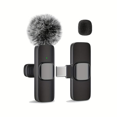 Microfono de Solapa sin varillas con Grabación por Toque Único y USB-C, Batería Recargable para Transmisiones en Vivo, Entrevistas, Vlogs en Smartphone/Portátil/Tableta, Equipo de Vlogging | Diseño Divertido | Micrófono Suave, Microfono sin varillas