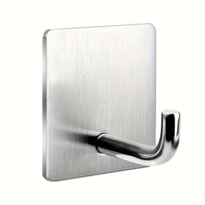 5/21pcs Ganchos Adhesivos de Acero Inoxidable, Ganchos de Pared Fuertes Sin Taladro para Baño, Cocina, Puerta, Ganchos para Toallas y Abrigos de Alta Resistencia, Estilo Contemporáneo, Ganchos de Utilidad
