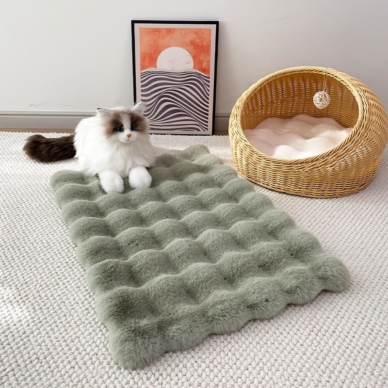 Alfombra Suave de Piel Sintética de Conejo para Mascotas - Acogedor, Lavable, Alfombra Rectangular para Todas las Estaciones y Decoración del Hogar, Color Crema, Ligera y Resistente al Desvanecimiento, Ideal para Uso Interior con Mascotas o Animales Pequ