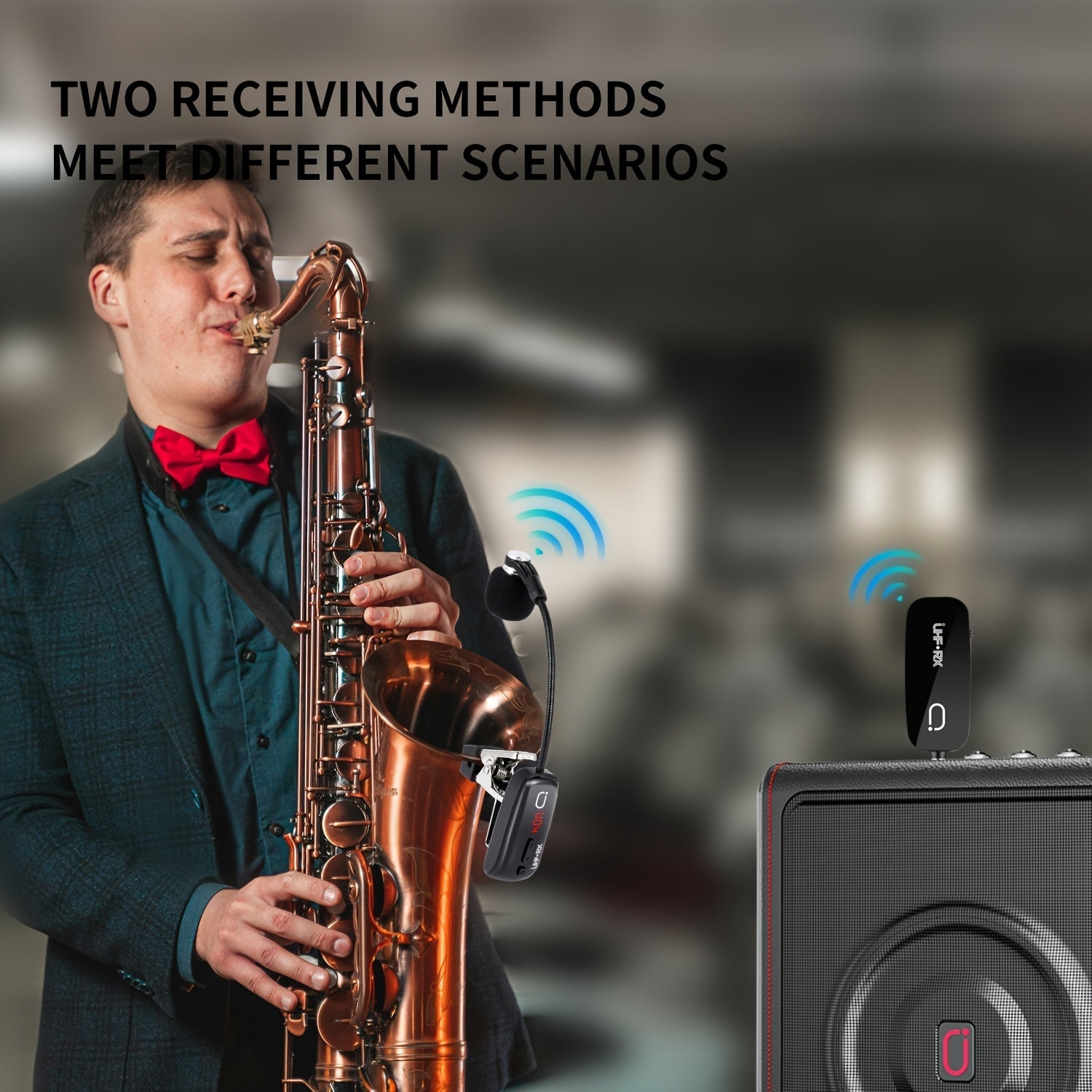 JYX Brand, Oferta Caliente Micrófono sin varillas UHF para Saxofón y Trompeta con Sistema de Transmisor y Receptor, Hasta 160 Pies de Distancia de Transmisión, Recargable, Ideal para Trompeta, Tuba, Violonchelo, Incluye Estuche de Almacenamiento, Modelo
