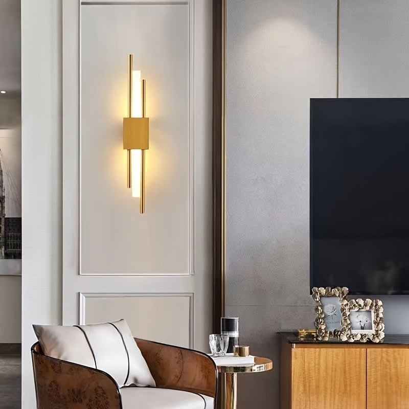 Luz de pared LED de tres colores moderna, con interruptor de temperatura, accesorios de luz de pared de metal de doble cabeza, montada en techo, cableada, adecuada para salas de estar, comedores y mesas de tocador - Incluye hardware de instalación.