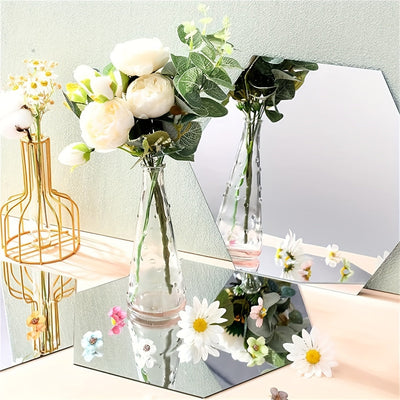 13 piezas de espejos hexagonales grandes de acrílico suave plateado, adhesivos para pared, decoración para baño, sala y dormitorio, hazlo tú mismo