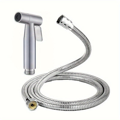 Cabezal de ducha ajustable de flujo de agua - Opciones de pulverización doble (Jet & Suave), acero inoxidable, auto-limpieza, diseño moderno para la higiene del baño, incluye manguera, cabezal de pulverización para la ducha, limpieza del inodoro, mango e