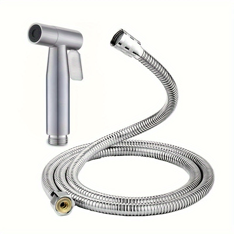 Cabezal de ducha ajustable de flujo de agua - Opciones de pulverización doble (Jet & Suave), acero inoxidable, auto-limpieza, diseño moderno para la higiene del baño, incluye manguera, cabezal de pulverización para la ducha, limpieza del inodoro, mango e