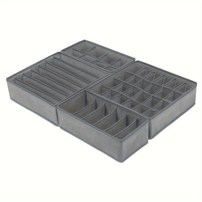 Clásico conjunto organizador de cajones de tela - 4/8piezas cajas de almacenamiento de varios compartimentos para ropa interior, calcetines y ropa - divisorias de tela no tejida para la organización del hogar, cajas de almacenamiento para la organización