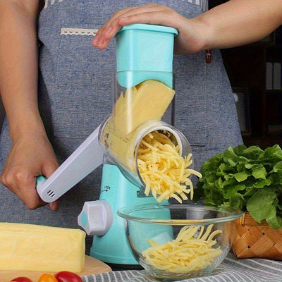 Juego de 3 en 1 para rallar queso manual - Cortador de verduras de plástico con base antideslizante, fácil de limpiar, ideal para papas, zanahorias, frutas y más, rallador para cocina