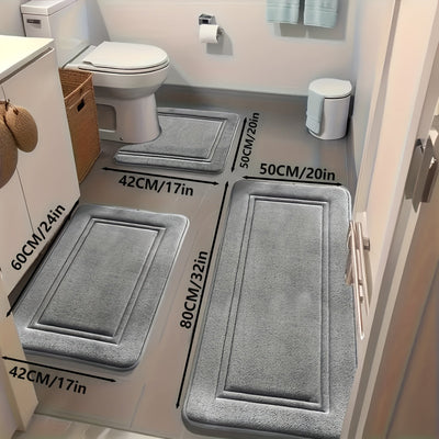 Juego de 3 alfombras de baño súper absorbentes, antideslizantes, suaves y cómodas, densidad de esponja 25D, para bañera o ducha, decoración para baño y hogar