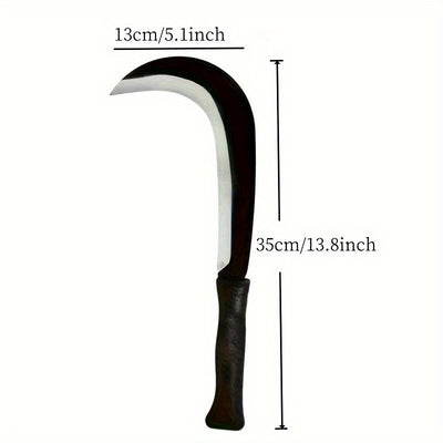 Cuchilla de jardín de acero al carbono de alta resistencia con mango de metal - Cortadora de malezas manual, podadora y picadora para césped, jardín y cosecha - Duradera, no requiere electricidad, perfecta para podar, desmalezar, picar y cortar césped, c