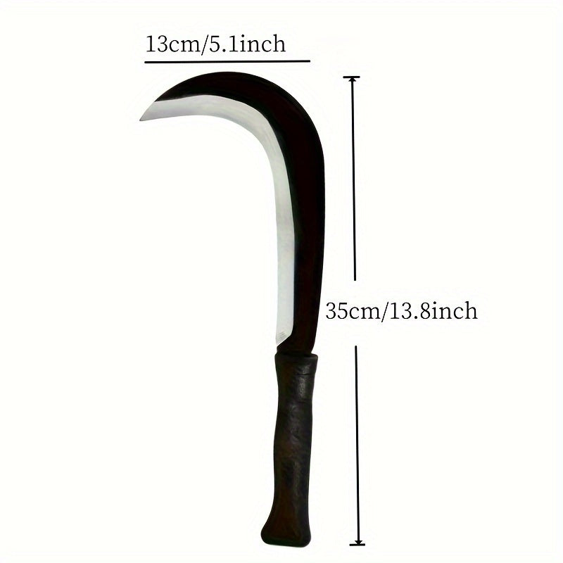 Cuchilla de jardín de acero al carbono de alta resistencia con mango de metal - Cortadora de malezas manual, podadora y picadora para césped, jardín y cosecha - Duradera, no requiere electricidad, perfecta para podar, desmalezar, picar y cortar césped, c