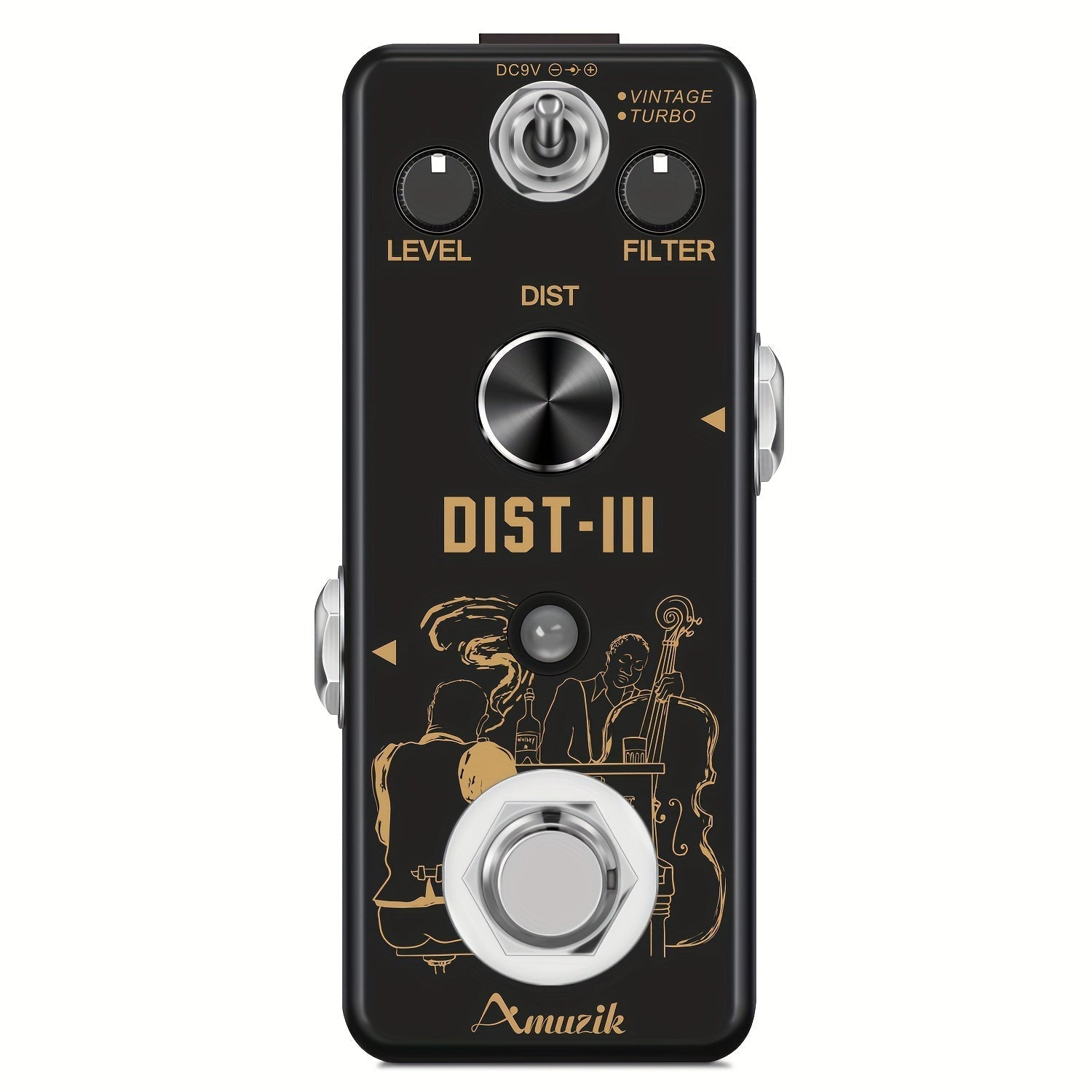 Amuzik Pedal de Distorsión Vintage para Guitarra - Sonido Analógico Heavy Duty Rock con True Bypass, Chip LM308, Mini Pedal para Guitarras Eléctricas, Compatible con Amplificadores y Procesadores FX, Estudios en Casa - , Efectos para Guitarra, Componente