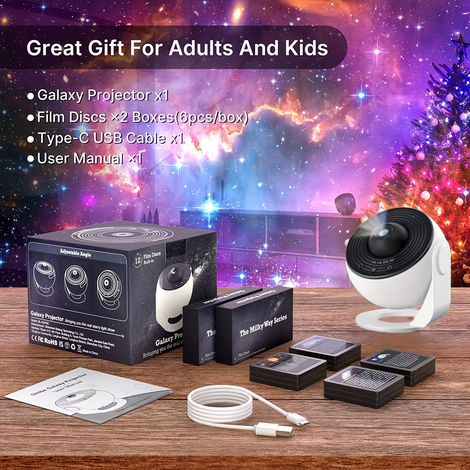 Proyector Planetario de 13 Piezas con Puerto USB, Rotación 360° y Temporizador de 1/2 Horas - Luz Nocturna Moderna con Efecto Aurora y Controles Simples de 3 Botones para Constelaciones y Planetas, Regalo Perfecto para Adolescentes y Adultos