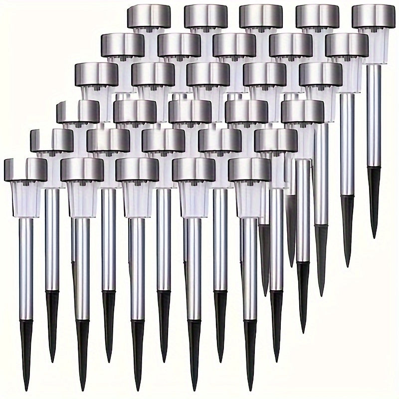 Juego de 10/12 luces LED solares para jardín, patio o camino, resistentes y duraderas, de acero inoxidable