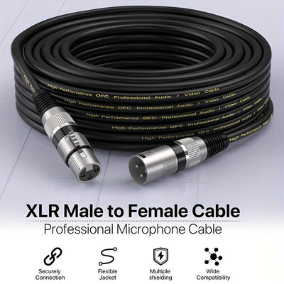 4 piezas, cable de micrófono de 7,62 metros, equipo profesional, cable XLR de alta calidad - XLR masculino a femenino para micrófono de escenario, modelo, temporada de graduación, día del padre, regalo de cumpleaños, cubierta protectora de PVC, cable de