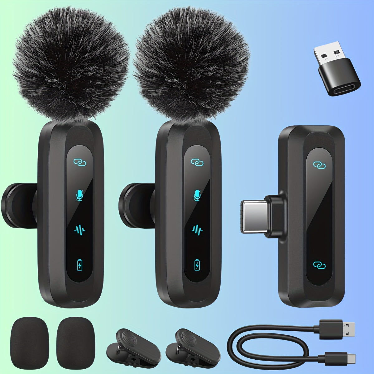 Micrófono inalámbrico J3 con transmisión de radiofrecuencia 2.4GHz, batería de polímero recargable por USB, grabación de 1 toque, indicador de batería y conectividad de tipo C para conferencias de video, podcasting, grabación de voz, micrófono inalámbric