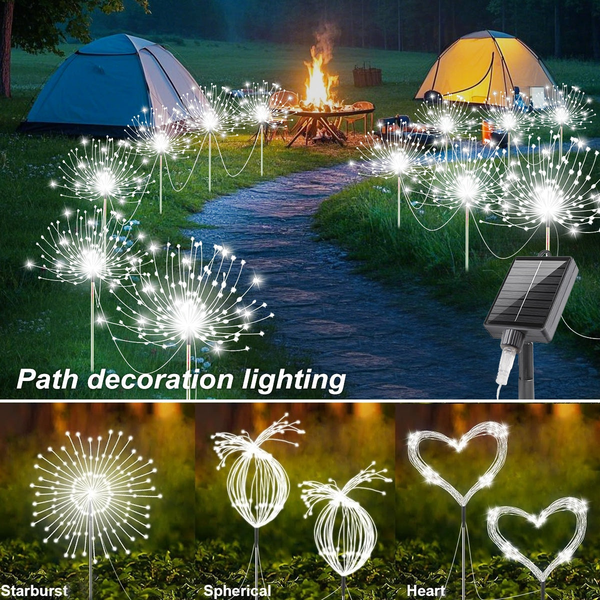 6 Piezas de Luces LED Solares para Exteriores, Iluminación Exterior con 8 Modos, Adecuadas para Áreas Escénicas, Patios, Jardines, Césped, Tiendas de Campaña y Fiestas, Decoraciones para Bodas (240/360 LED) - 4 Piezas
