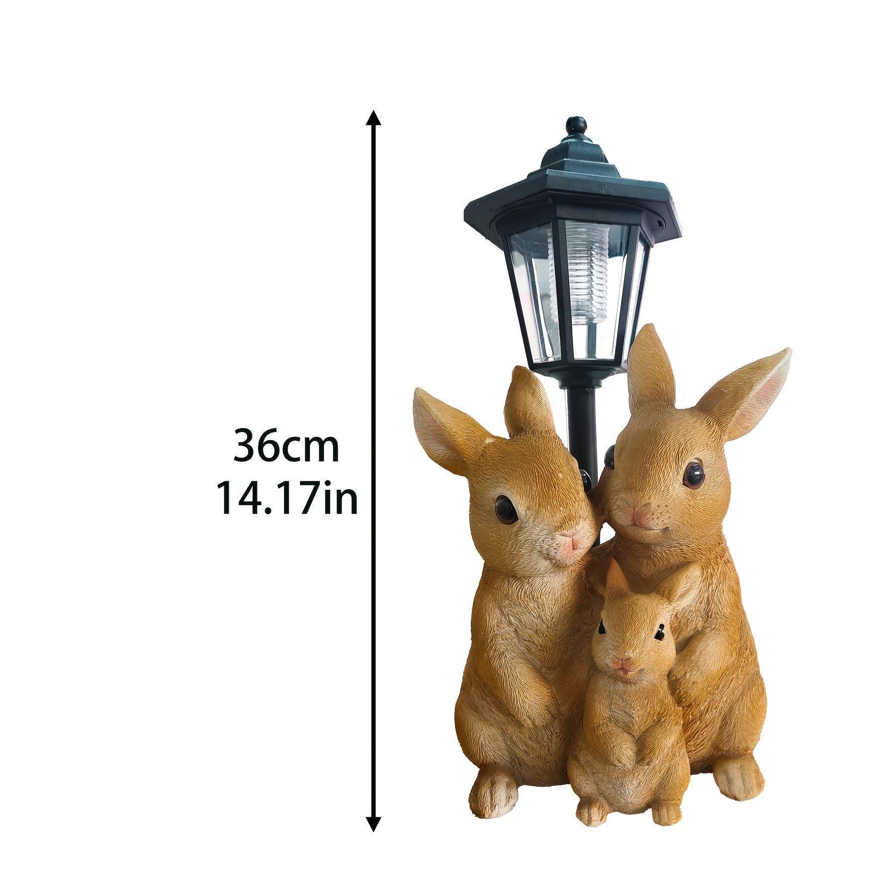 Figurita de conejo familiar de resina con energía solar y linterna hexagonal - Decoración encantadora para interiores y exteriores, ideal para regalos de Día de la Madre, accesorio para jardín de hadas | Linterna solar | Luz hexagonal