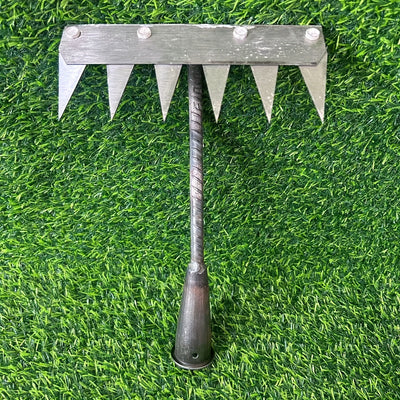 Rastrillo de Hierro Resistente al Óxido para Jardín con 5/6 Púas - Herramienta de Jardinería para Desbrozar Césped, Deshierbe en el Patio Trasero y Aflojar la Tierra, Herramienta Funcional para Jardinería | Herramienta Duradera para Jardín