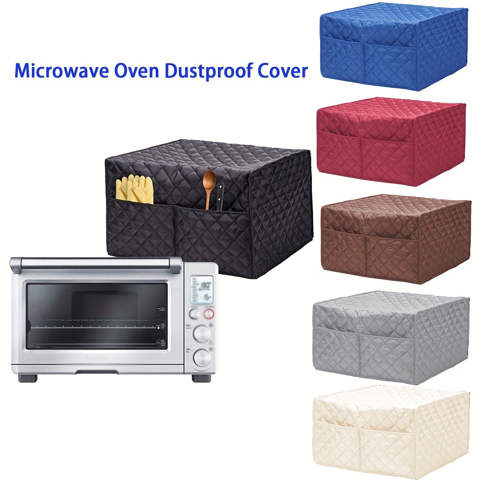1Pc Cubierta De Horno Tostador De Convección, Cubierta Inteligente A Prueba De Polvo Para Microondas, Protector De Electrodomésticos De Cocina Con 2 Bolsillos De Accesorios, Adecuado Para Horno Inteligente De Pie, Horno Tostador, Pequeño Electrodoméstico