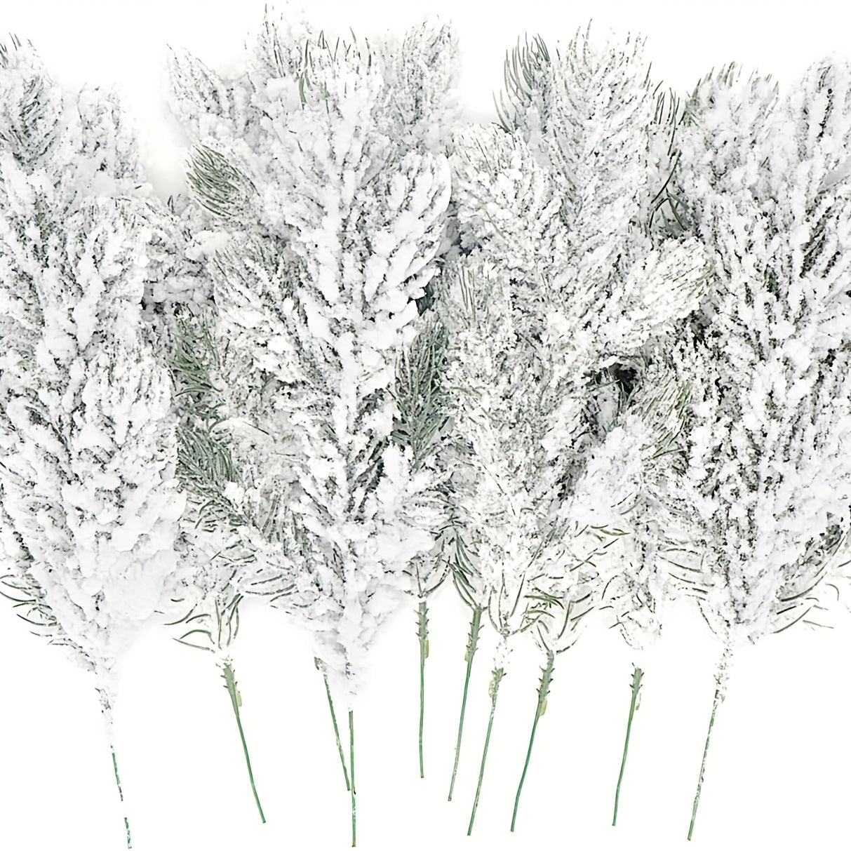 Elección popular] 10 ramas artificiales de pino con efecto nevado, ramas de pino falsas con escarcha para árbol de Navidad, coronas, guirnaldas y decoración navideña, ramitas, esprays y manualidades
