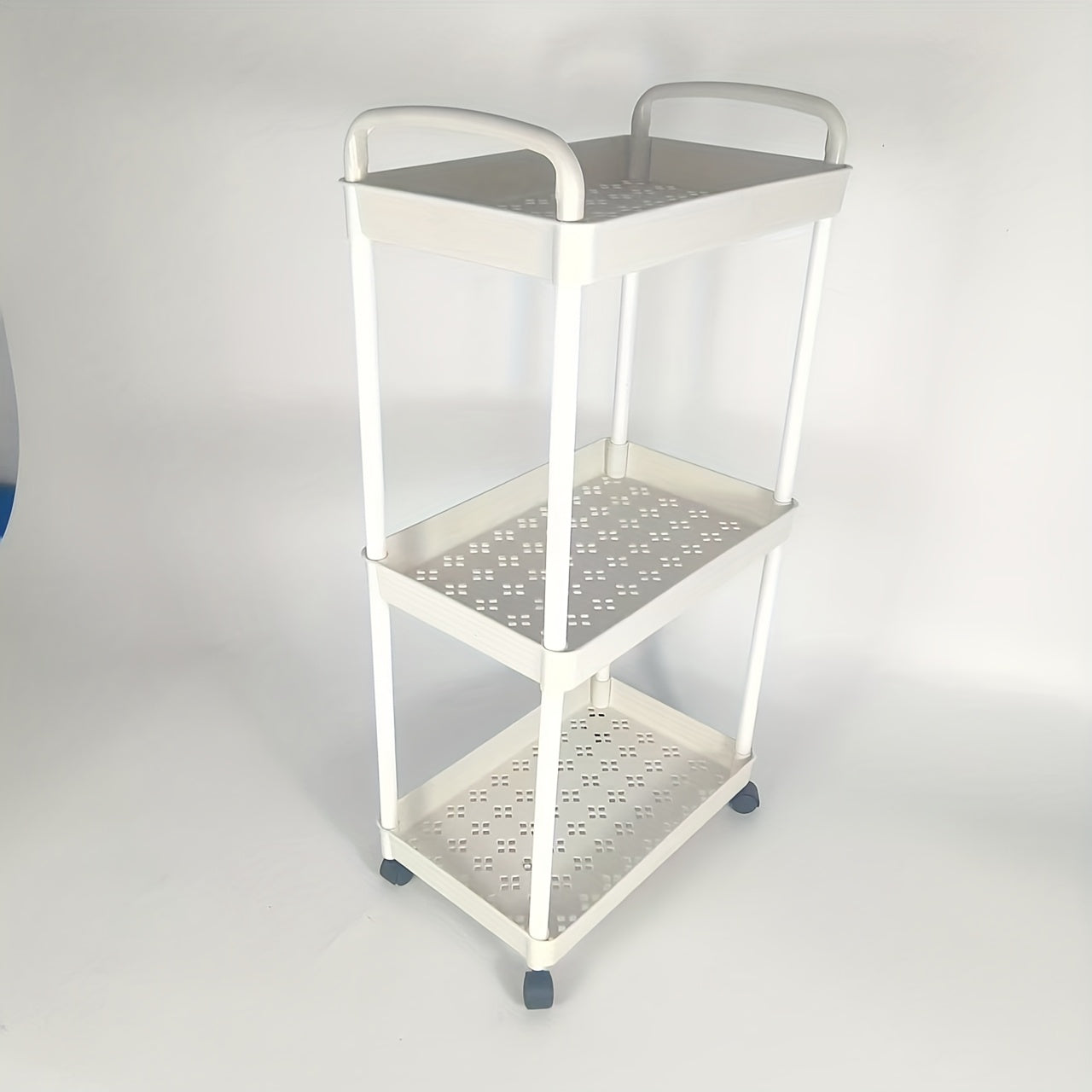 Carro de almacenamiento de 3 niveles con mecanismo de deslizamiento, plástico duradero, blanco - Ideal para la organización de la cocina, dormitorio y sala de estar, regalo perfecto para San Valentín y Ramadán, versátil para todas las estaciones, estante