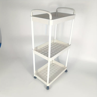 Carro de almacenamiento de 3 niveles con mecanismo de deslizamiento, plástico duradero, blanco - Ideal para la organización de la cocina, dormitorio y sala de estar, regalo perfecto para San Valentín y Ramadán, versátil para todas las estaciones, estante