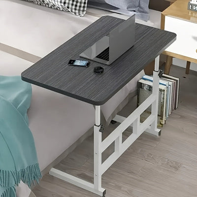 Escritorio Móvil de Altura Ajustable - Mesa de Estudio Moderna en Madera y Metal con Ruedas, Fácil Montaje para Dormitorio, Sala o Oficina en Casa, Construcción Duradera, Color