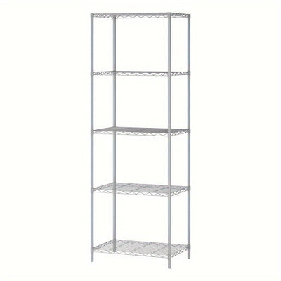 Estante de almacenamiento de metal clásico de 5 niveles, estante organizador de montaje en el piso de almacenamiento abierto para cocina, baño, dormitorio y sala de estar - Isla de almacenamiento estacionaria sin materiales de madera - Uso sin electricid