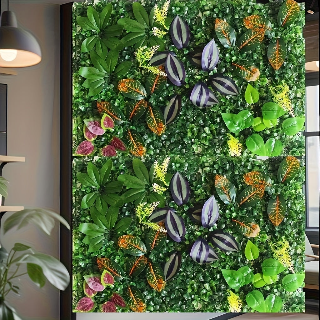 1 Panel de 40.64 cm a 60.96 cm Pantalla de Privacidad con Césped Artificial y Flores Vibrantes - Follaje Plástico Realista para Interior/Exterior, Decoración Baja Mantenimiento para Hogar, Oficina o Bodas, Diseño en Madera Natural Todo el Año, Paneles De