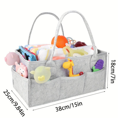 Canasta de Almacenamiento Portátil de Fieltro - Organizador para Pañales de Bebé (1 pieza), Organizador Portátil para Coche y Cambiador, Bolsa de Almacenamiento para Bajo la Cama
