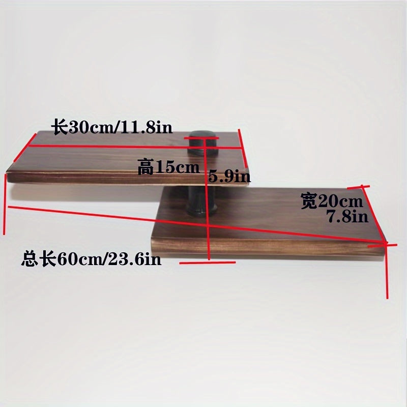 Estante de pared rústico de madera con doble estante, estilo industrial americano, diseño de tubería vintage, estante de almacenamiento multiusos con tubería de metal, acabado pintado, para uso doméstico y de cocina