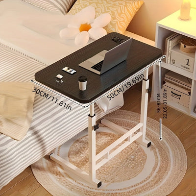 Escritorio Móvil de Altura Ajustable - Mesa de Estudio Moderna en Madera y Metal con Ruedas, Fácil Montaje para Dormitorio, Sala o Oficina en Casa, Construcción Duradera, Color