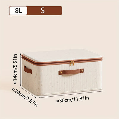 Caja de almacenamiento de tela plegable, Beige, Minimalista, con tapa, Lavar a mano o limpiar en seco profesional, para ropa, dormitorio, uso doméstico