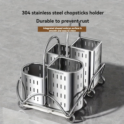 Soporte para vajilla de acero inoxidable 304, escurridor de cocina con base desmontable, organizador de cubiertos, cuchillos, tenedores y palillos, último producto del año 2025